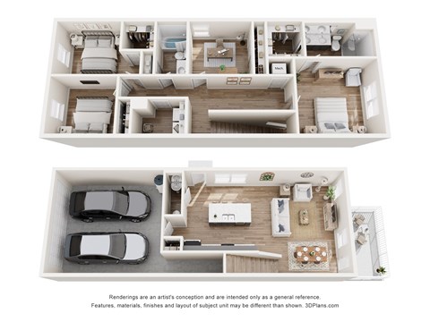 Floor plan for 4 beds, 2.5 baths, 1678 sqft